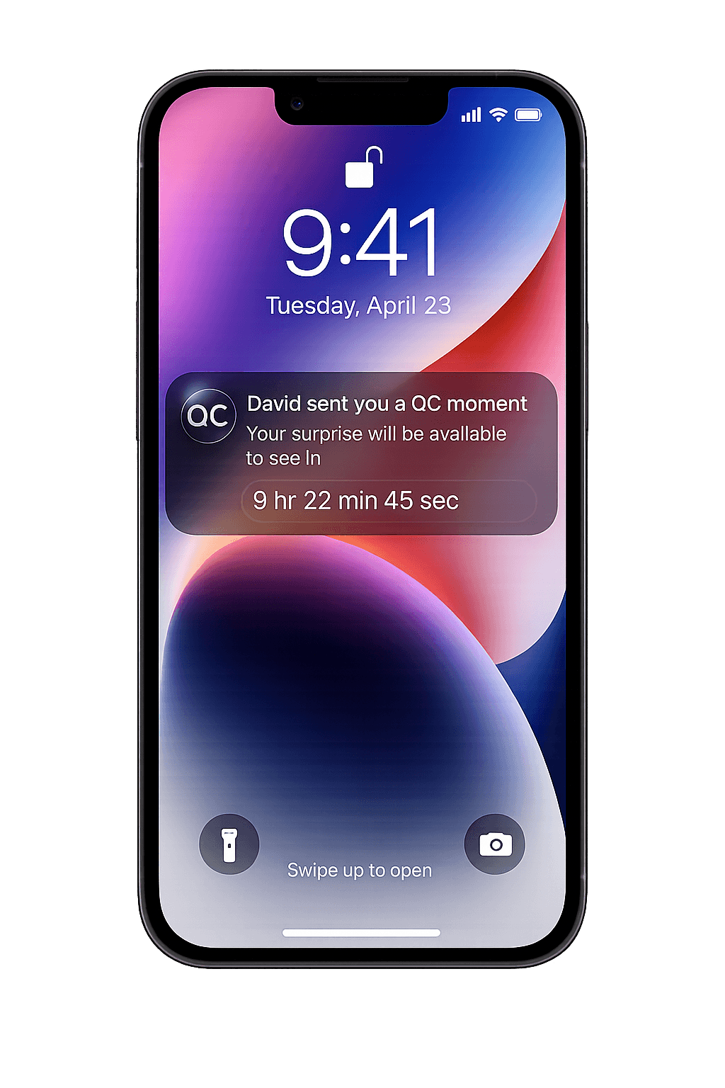 QC iOS lock screen countdown preview